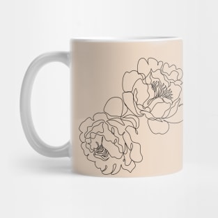 Two Peonies line drawing minimalist flower design Mug